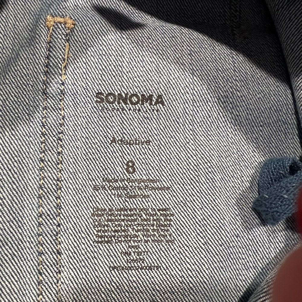 Women’s SONOMA Adaptive High Rise Wide Legs Stretch Denim Hook N Loop Fly 8 - Picture 8 of 9
